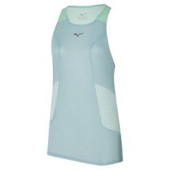 Damski tank top Mizuno Dryaeroflow. Niebieskie topy Mizuno, bez wzorów, sportowe, bez kołnierzyka, bez ramiączek. Za 211.00 zł.