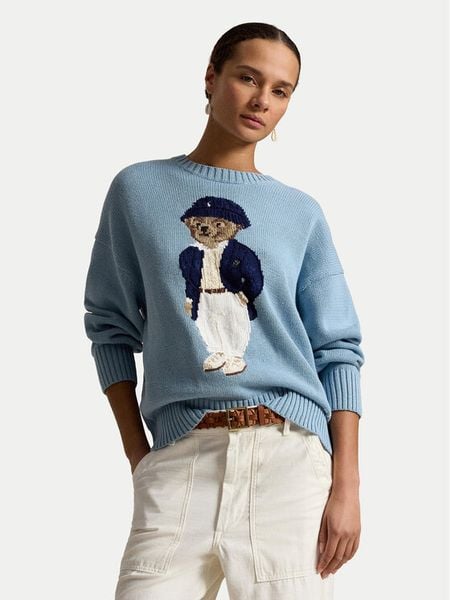 Polo Ralph Lauren Sweter 211B17743001 Niebieski Regular Fit. Niebieskie swetry Polo Ralph Lauren, m, bez wzorów, z bawełny, bez ramiączek. Za 2,699.00 zł.