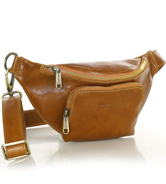 Nerka skórzana MARCO MAZZINI camelowa L249a. Brązowe nerki i saszetki bez wzorów, ze skóry, bez dodatków. Za 359.00 zł.