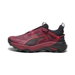 Buty trekkingowe PUMA Explore NITRO dla kobiet - Dark Jasper-Black-Fire Orchid. Czarne buty do biegania Puma, bez wzorów, z gumy, bez zapięcia, do biegania. Za 395.25 zł.
