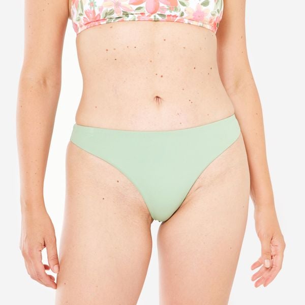 Dół kostiumu kąpielowego surfingowego damski Roxy Mini. Zielone bikini Roxy, bez wzorów, z elastanu, sportowe. W wyprzedaży za 79.99 zł.