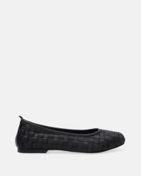 BALERINY Z PLECIONKĄ E201 BLACK. Czarne baleriny Venezia, bez wzorów, ze skóry, bez obcasa, bez zapięcia. Za 299.00 zł.