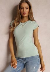 Miętowy T-shirt Ariema. Zielone t-shirty Renee, l, bez wzorów, z dzianiny, bez kołnierzyka, bez ramiączek. W wyprzedaży za 23.99 zł.