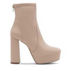 Botki Eva Minge. Brązowe botki Eva Minge, bez wzorów, bez obcasa, na słupku, bez zapięcia. Za 274.99 zł.