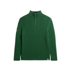 Kurtka rugby z dzianiny z kołnierzem dla kobiet Superdry. Zielone kurtki Superdry, na zimę, bez wzorów, z dzianiny, bez kaptura. Za 376.00 zł.