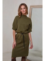 Joséfine Sukienka dzianinowa w kolorze khaki rozmiar: M. Brązowe sukienki Joséfine, na co dzień, m, bez wzorów, z dzianiny, bez kołnierzyka, bez ramiączek, midi, proste. Za 189.29 zł.
