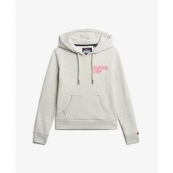 Damska bluza z kapturem w tęczowe paski Superdry. Szare bluzy Superdry, uniwersalny, bez wzorów, klasyczne, bez ramiączek, z kapturem. Za 359.50 zł.