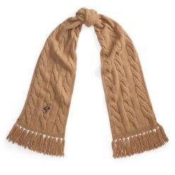 Szalik Polo Ralph Lauren. Brązowe szaliki i kominy Polo Ralph Lauren, bez wzorów. Za 599.99 zł.