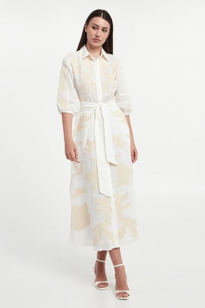 Sukienka lniana Nota MARELLA. Sukienki Marella, bez wzorów, bez kołnierzyka, bez ramiączek. W wyprzedaży za 1,169.25 zł.