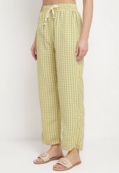 Żółte Spodnie w Geometryczny Print z Wysokim Stanem Lolla. Żółte jeansy Born2be, na lato, l, bez wzorów, z jeansu, z podwyższonym stanem. Za 59.99 zł.