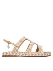 Guess Sandały FLJKLR FAP03 Beżowy jasny. Brązowe sandały Guess, z aplikacjami, z syntetyku, bez obcasa, na płaskiej podeszwie, bez zapięcia. Za 549.99 zł.