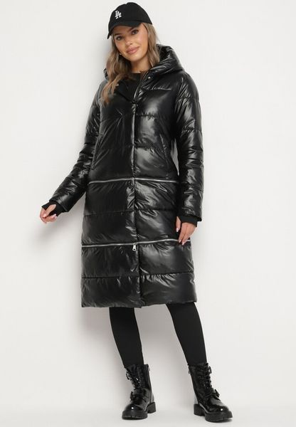 Czarna Kurtka z Kapturem i Szerokim Pikowaniem o Regulowanej Długości Ansanna. Czarne kurtki Born2be, na zimę, l, bez wzorów, z jeansu, z kapturem. Za 169.99 zł.