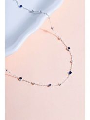 Lodie Silver Srebrny naszyjnik z cyrkoniami - dł. 43 cm rozmiar: onesize. Niebieskie naszyjniki Lodie Silver, z materiału, z cyrkonią, srebrne. Za 100.99 zł.