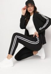 Czarny Komplet Dresowy Spodnie i Rozpinana Bluza z Kapturem Odovisa. Czarne bluzy Born2be, s, bez wzorów, z dresówki, eleganckie, bez ramiączek, z kapturem. W wyprzedaży za 63.74 zł.
