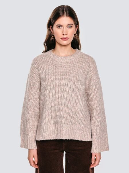 Sweter damski ze stójką beżowy Amaya 805. Brązowe swetry BIG STAR, l, bez wzorów, z dzianiny, biznesowe, bez ramiączek. Za 249.99 zł.