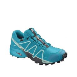 Buty do biegania Salomon Speedcross 4 Bleue Turquoise. Niebieskie buty do biegania Salomon, bez wzorów, z gore-texu, bez zapięcia, do biegania, salomon speedcross, gore-tex. Za 432.95 zł.