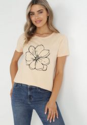 Różowy T-shirt z Krótkim Rękawem i Nadrukiem Thetrin. Czerwone t-shirty Born2be, m, bez wzorów, z wiskozy, bez kołnierzyka, bez ramiączek. W wyprzedaży za 47.99 zł.