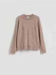 Sweter z wełną - brązowy. Brązowe swetry Reserved, l, bez wzorów, z dzianiny, bez ramiączek. Za 149.99 zł.