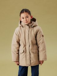 Name it Parka "Marlow" w kolorze beżowym rozmiar: 152. Brązowe płaszcze Name it, z aplikacjami, ze skóry, bez kaptura. Za 126.75 zł.