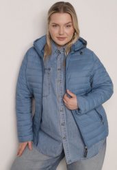 Niebieska Pikowana Kurtka Przejściowa z Odpinanym Kapturem Tidesse. Niebieskie kurtki Born2be, uniwersalny, bez wzorów, z jeansu. Za 99.99 zł.