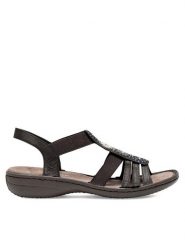Rieker Sandały 608G9-47 Szary. Szare sandały Rieker, bez wzorów, z syntetyku, bez obcasa, na płaskiej podeszwie, bez zapięcia. Za 289.99 zł.