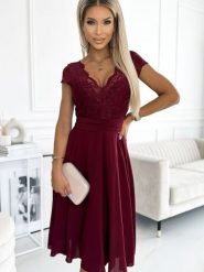 Sukienka Model Linda 381-5 Bordo - Numoco. Czerwone sukienki NUMOCO, l, bez wzorów, z elastanu, bez kołnierzyka, bez ramiączek, mini. Za 459.16 zł.