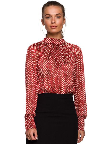 Stylove Bluzka w kolorze czerwonym ze wzorem rozmiar: XL. Czerwone bluzki Stylove, xl, bez wzorów, bez kołnierzyka, bez ramiączek. Za 177.99 zł.