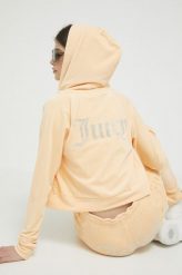 Juicy Couture bluza Madison damska kolor pomarańczowy z kapturem z aplikacją. Brązowe bluzy Juicy Couture, l, z aplikacjami, z weluru, z kapturem. Za 519.99 zł.