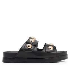 Klapki DeeZee. Czarne klapki DeeZee, bez wzorów, bez obcasa, bez zapięcia. Za 119.99 zł.
