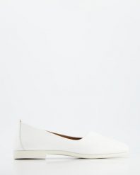 BIAŁE BALERINY 056877 WHITE. Białe baleriny Venezia, bez wzorów, ze skóry, bez obcasa, bez zapięcia. Za 159.00 zł.