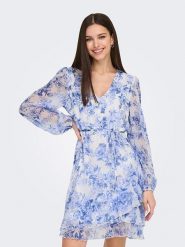 ONLY Sukienka w kolorze biało-błękitnym rozmiar: XL. Białe sukienki ONLY, xl, bez wzorów, z tkaniny, bez kołnierzyka, bez ramiączek, mini. Za 136.45 zł.