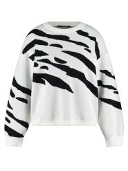 TAIFUN Sweter w kolorze biało-czarnym rozmiar: 46. Białe swetry Taifun, bez wzorów, z bawełny, bez ramiączek. Za 178.37 zł.