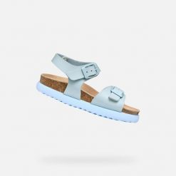 Sandały GEOX J SANDAL BUBBLEBOW G Niebieski. Niebieskie sandały Geox, bez wzorów, z syntetyku, bez obcasa, bez zapięcia. Za 235.54 zł.