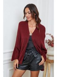 So Cachemire Kardigan "Enouka" w kolorze bordowym rozmiar: L. Czerwone swetry So Cachemire, l, bez wzorów, z wełny, bez ramiączek. Za 197.17 zł.