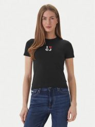 Guess Jeans T-Shirt W6GIB1 J1314 Czarny Slim Fit. Czarne t-shirty Guess Jeans, l, z aplikacjami, z bawełny, bez kołnierzyka, bez ramiączek. Za 139.99 zł.