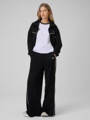 4F Spodnie dresowe z szerokimi nogawkami damskie - czarne S. Czarne spodnie dresowe 4f, bez wzorów, z bawełny, długie. Za 159.99 zł.
