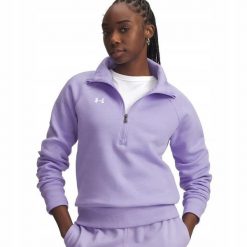 Bluza Damska Polarowa Under Armour Z Zamkiem Do Połowy Rival Fleece. Fioletowe bluzy bez kaptura Under Armour, bez wzorów, z polaru, na fitness i siłownię. W wyprzedaży za 170.32 zł.