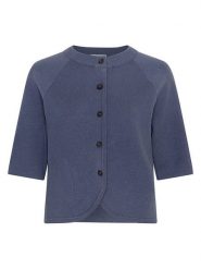 MOSS COPENHAGEN Kardigan "Aubree East" w kolorze niebieskim rozmiar: S/M. Niebieskie swetry Moss Copenhagen, m, bez wzorów, ze splotem, bez ramiączek. Za 140.20 zł.