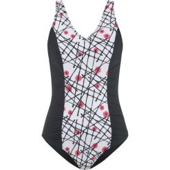 Kostium kąpielowy wyszczuplający bonprix czarno-biały. Bielizna modelująca marki bonprix. Za 49.99 zł.