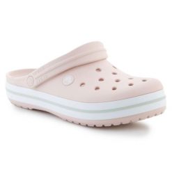 Klapki Crocs Crocband 11016-6UR różowe. Czerwone klapki bez wzorów, klasyczne, bez obcasa, bez zapięcia. Za 374.47 zł.