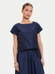 Weekend Max Mara Bluzka Parana 2425166021 Granatowy Relaxed Fit. Niebieskie bluzki Weekend Max Mara, bez wzorów, z bawełny, bez kołnierzyka, bez ramiączek. Za 369.99 zł.