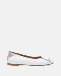 BIAŁE BALERINY 28656 WHITE-PLAT. Białe baleriny Venezia, bez wzorów, ze skóry, bez obcasa, bez zapięcia. Za 359.00 zł.