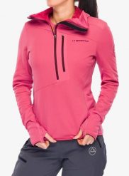Bluza z kapturem damska La Sportiva Big Wall Pullover Hoody. Czerwone bluzy La Sportiva, l, bez wzorów, z materiału, bez ramiączek, z kapturem. Za 603.89 zł.