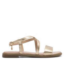 Sandały Lasocki. Żółte sandały Lasocki, bez wzorów, bez obcasa, na płaskiej podeszwie, bez zapięcia. Za 139.99 zł.