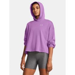 Bluza fitness damska UNDER ARMOUR Rival Terry Oversized Hoodie z kapturem. Czarne bluzy Under Armour, s, bez wzorów, casualowe, bez ramiączek, z kapturem. Za 127.03 zł.
