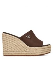 Calvin Klein Klapki Wedge Rope Slide Mg YW0YW01699 Brązowy. Brązowe klapki Calvin Klein, bez wzorów, z materiału, bez obcasa, bez zapięcia. Za 299.99 zł.