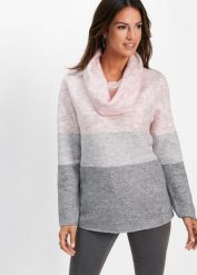 Sweter z golfem. Czerwone swetry bonprix, bez wzorów, bez ramiączek. Za 119.99 zł.