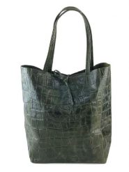 Marlon Skórzany shopper bag w kolorze ciemnozielonym - 37 x 40 x 12 cm rozmiar: onesize. Zielone shopper bag Marlon, bez wzorów, z materiału, na ramię, bez dodatków. Za 219.60 zł.