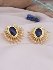 Pierres de Jade Pozłacane kolczyki-wkrętki z agatami rozmiar: onesize. Niebieskie kolczyki Pierres de Jade, z agatem, pozłacane. Za 56.99 zł.