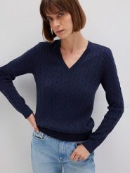 MAVI Sweter w kolorze granatowym rozmiar: M. Niebieskie swetry Mavi, m, bez wzorów, ze splotem, bez ramiączek. Za 124.95 zł.